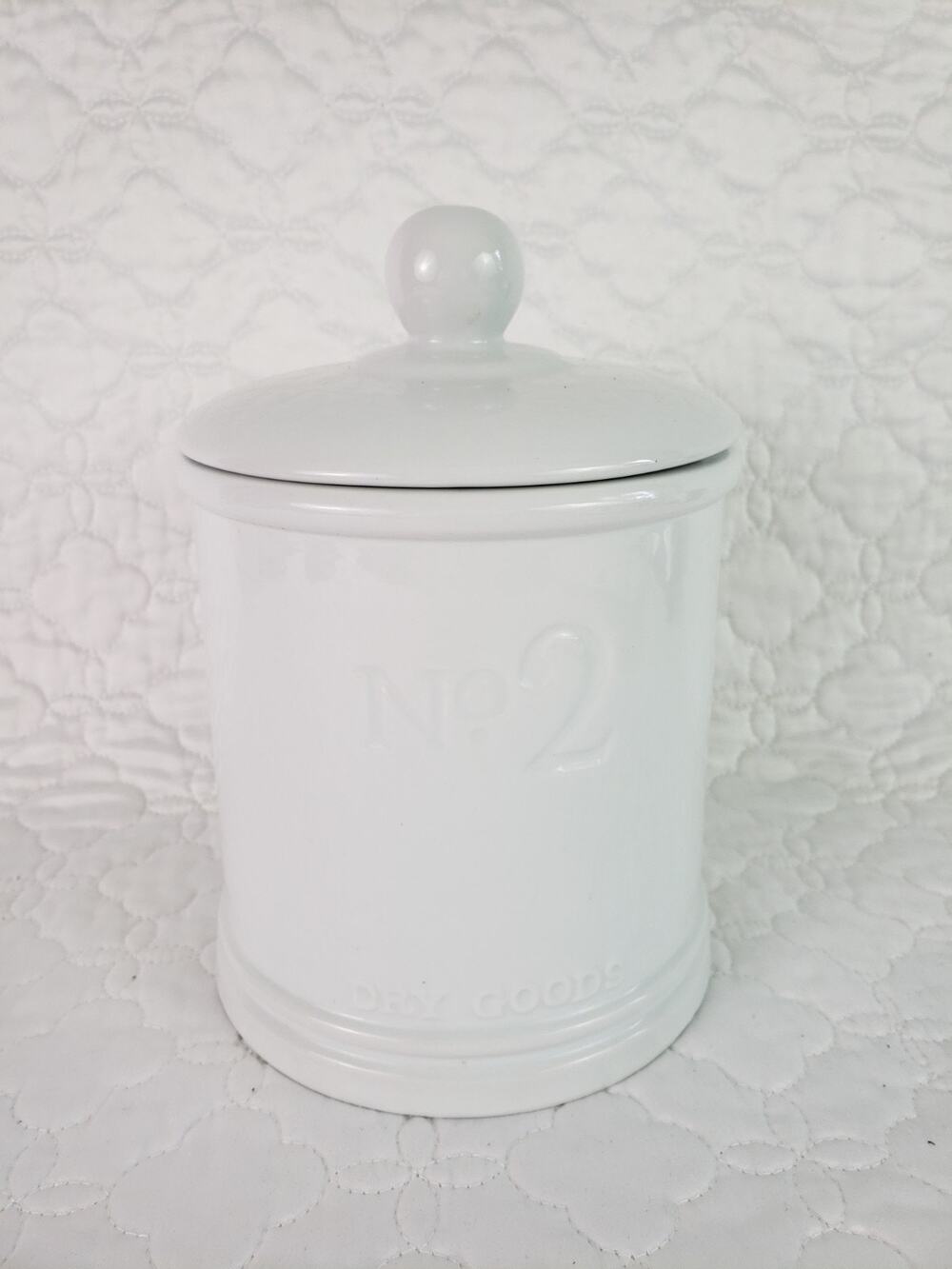 Fitz & Floyd No 2 Canister Everyday White Dry Goods Canister Porcelain & Lid